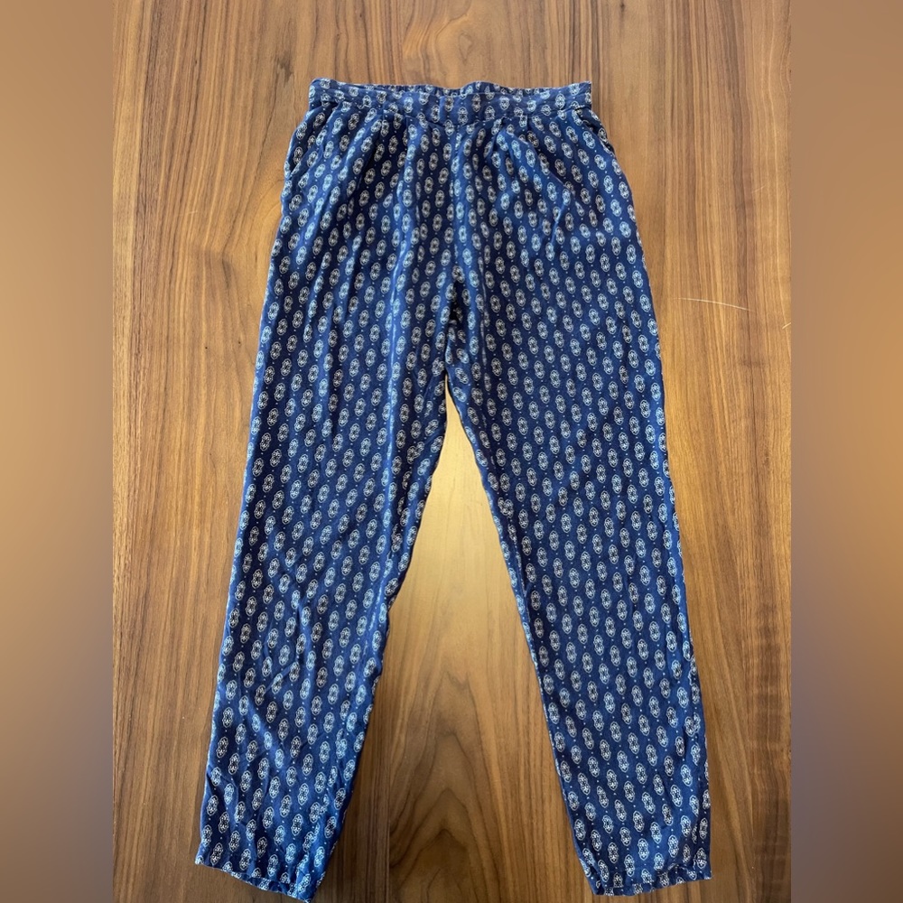 Navy Blue Patterned Viscose Pants